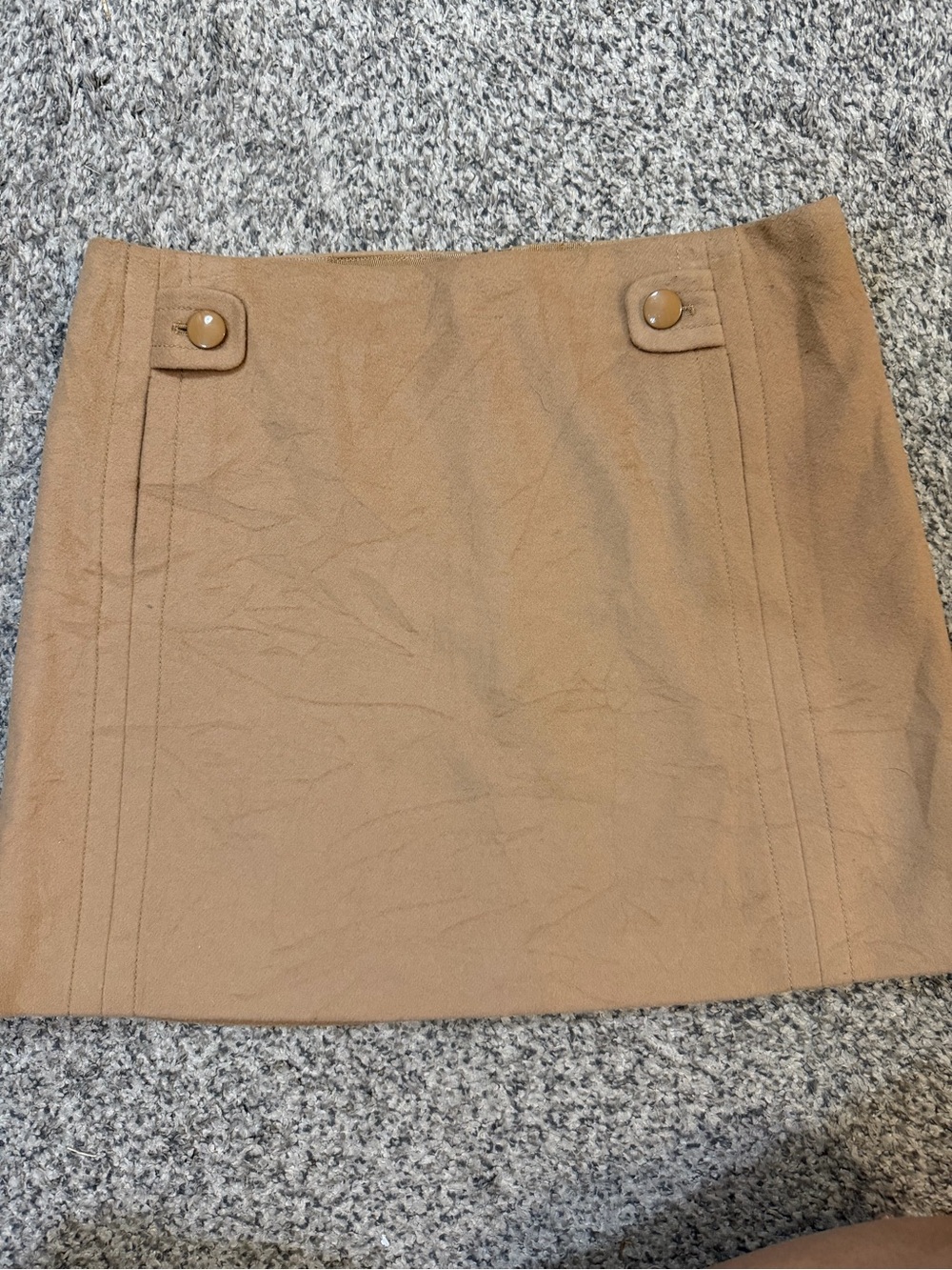 J. Crew Camel Button-Detail Mini Skirt Size 6 75% wool